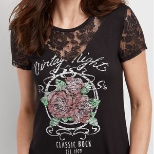 Maurices Lace pieced graphic tee